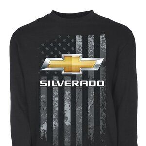 JH DESIGN GROUP Men’s Chevy Silverado Truck Flag Pullover Crewneck Sweatshirt